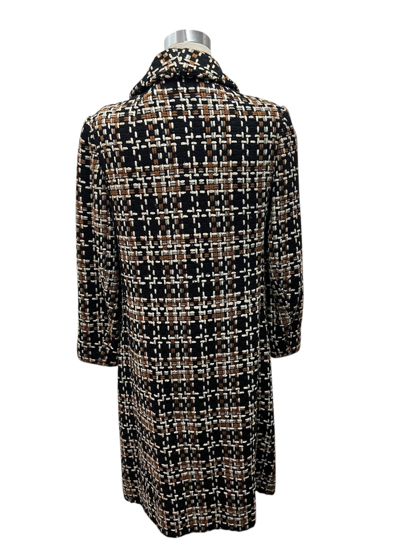 1960 1970 Vintage Black Brown White Wool Coat Perfect