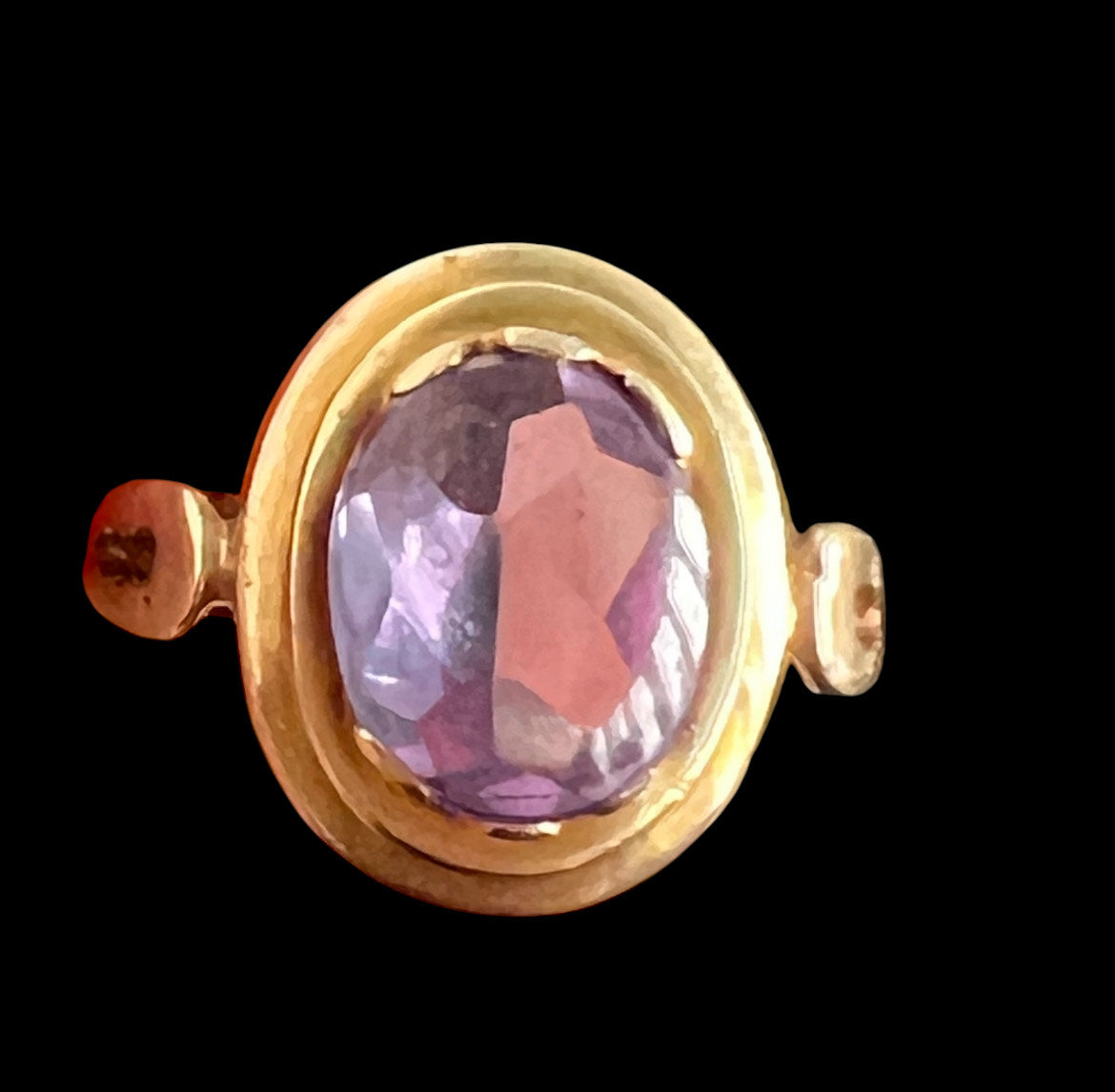 Antique Vintage Estate Ring with Large Cabochon Deep Purple Amethyst Perfect