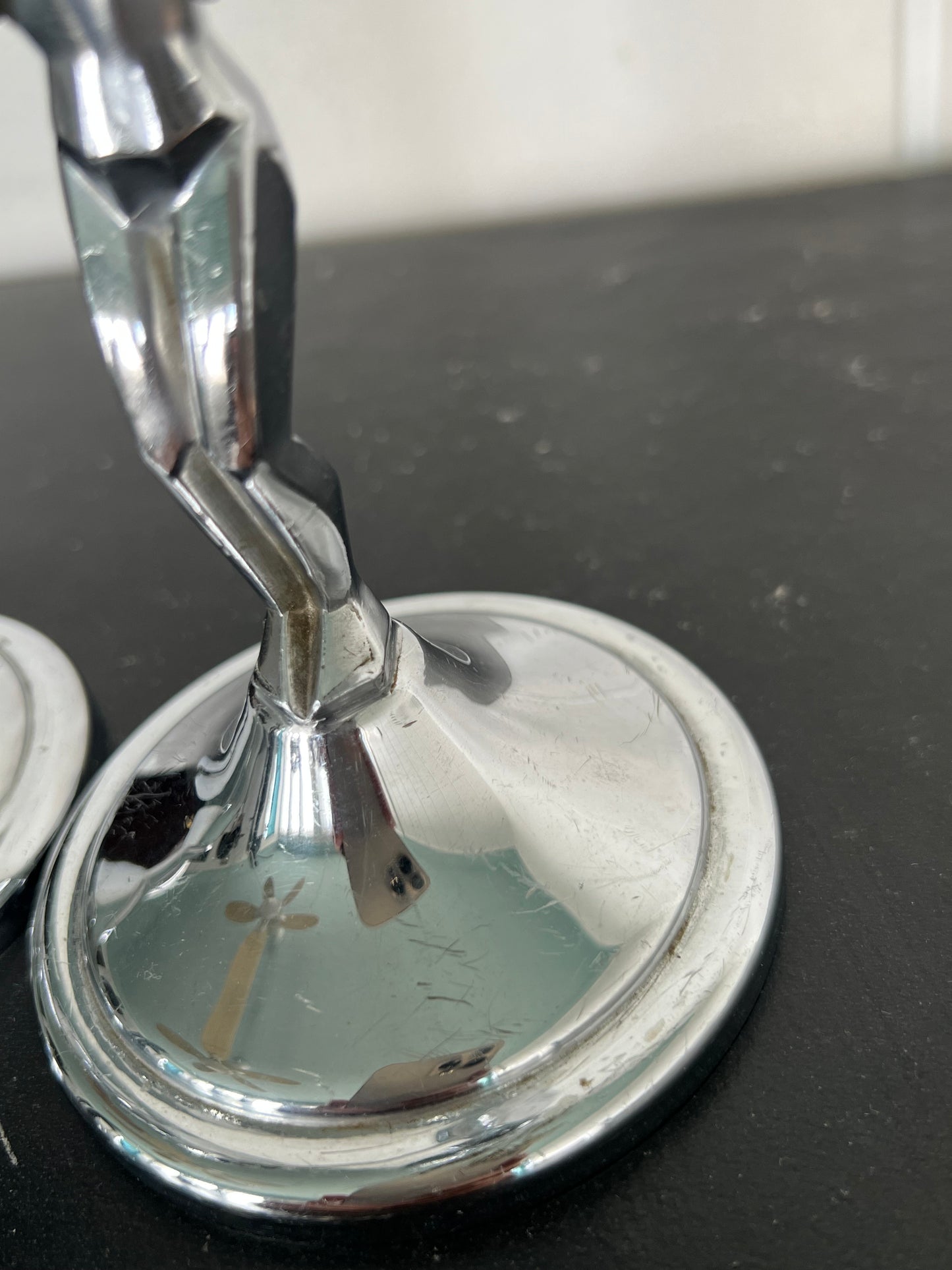 SOLD! 1930 Rare Art Deco Pair of Chrome Weeping Woman Antique Farber Ware Candle Holders