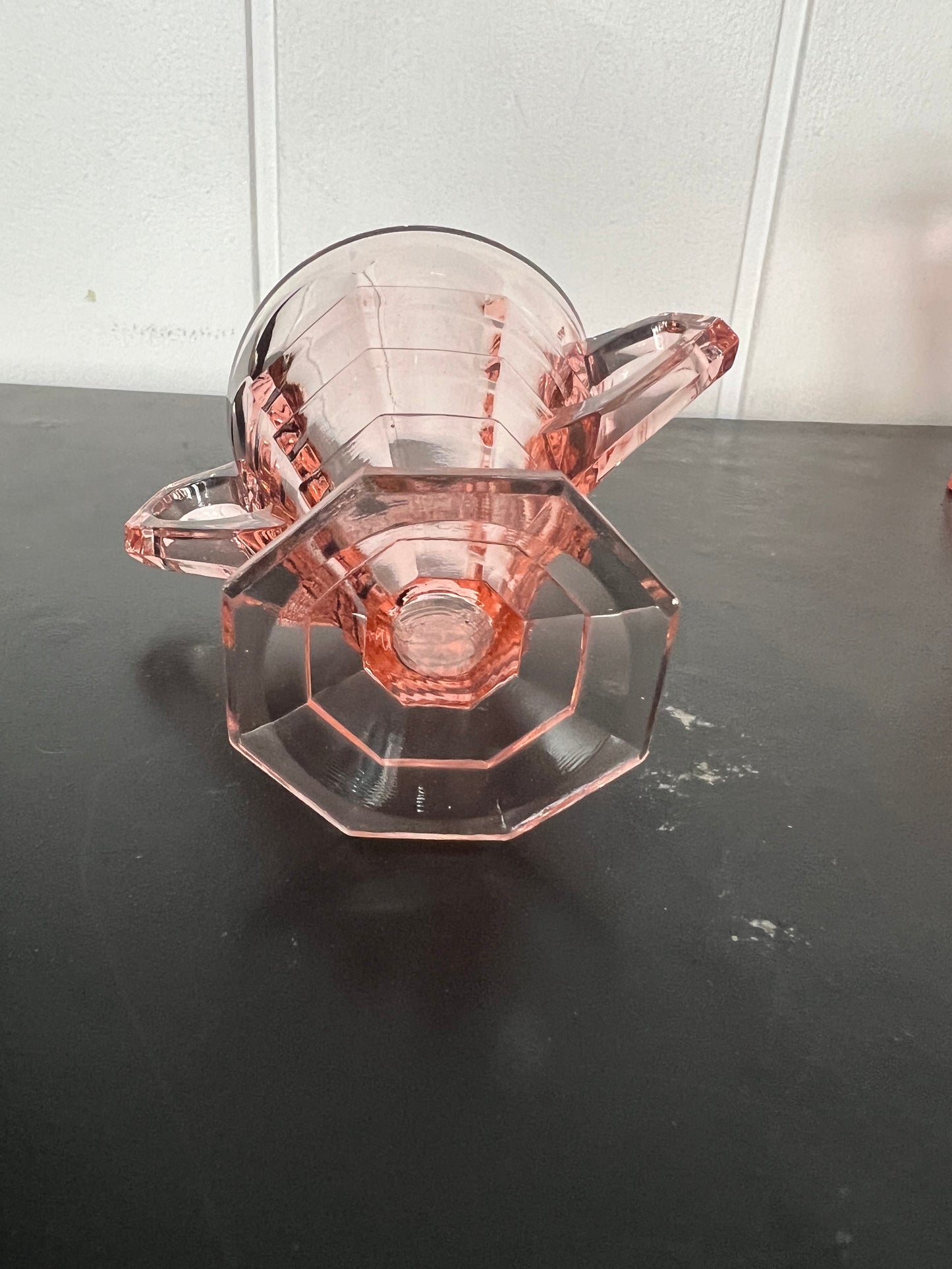 Vintage Art Deco Indiana Co Pink Depression Glass Tea Room Sugar Creamer and Holder
