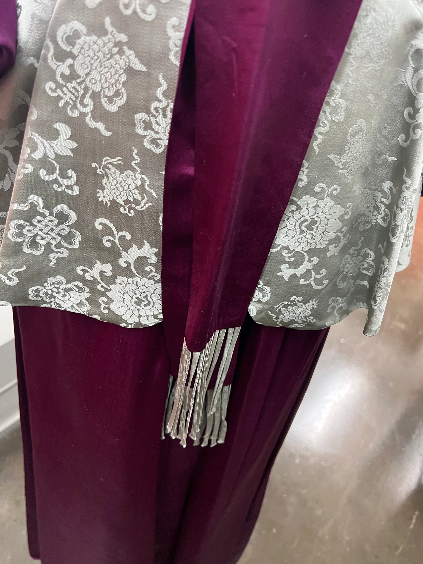 SOLD! 1940's Two Piece Lounge Silk Satin Set Full Peplum Jacket and Wide Leg Palazzo Pants