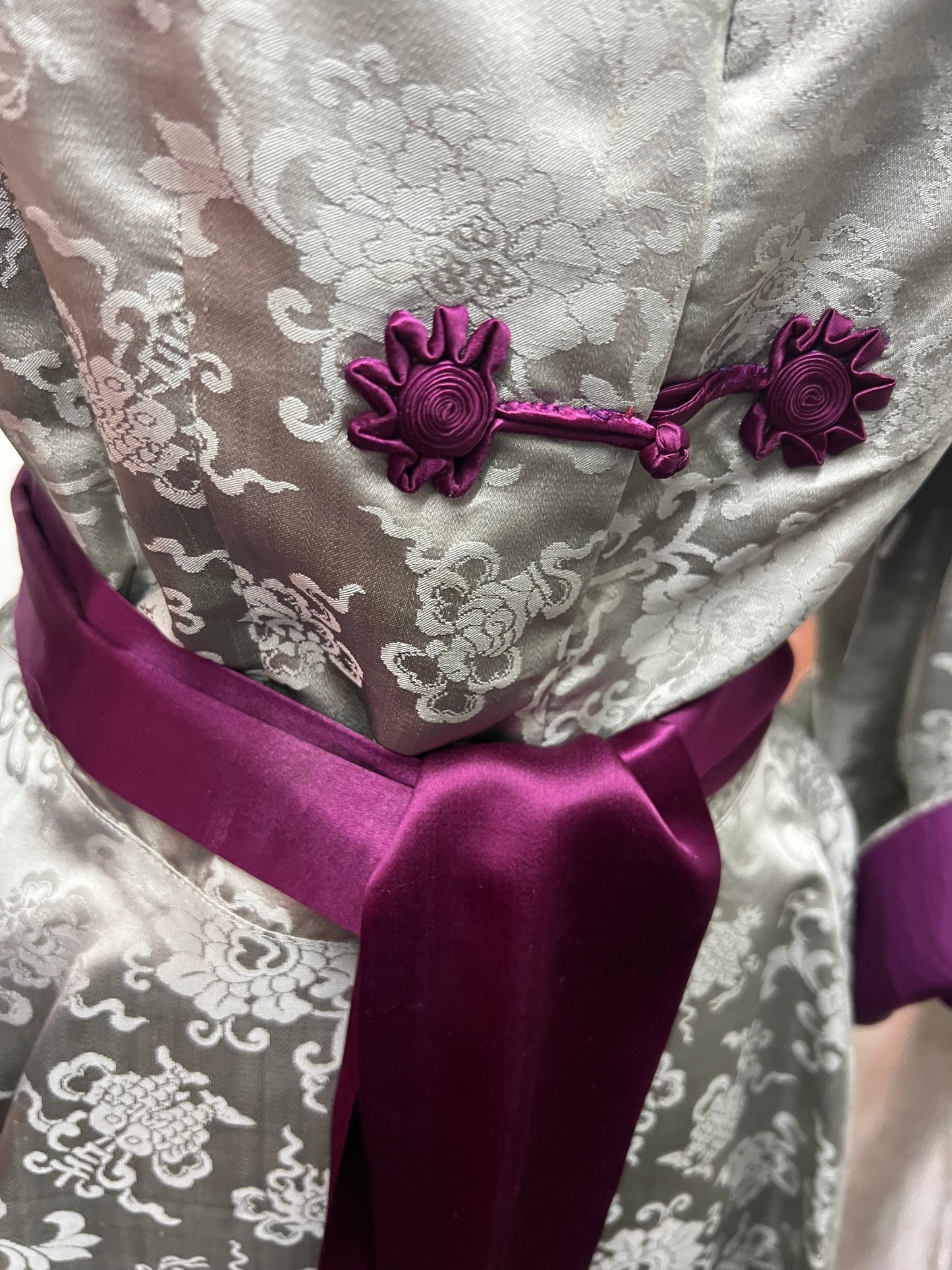 SOLD! 1940's Two Piece Lounge Silk Satin Set Full Peplum Jacket and Wide Leg Palazzo Pants