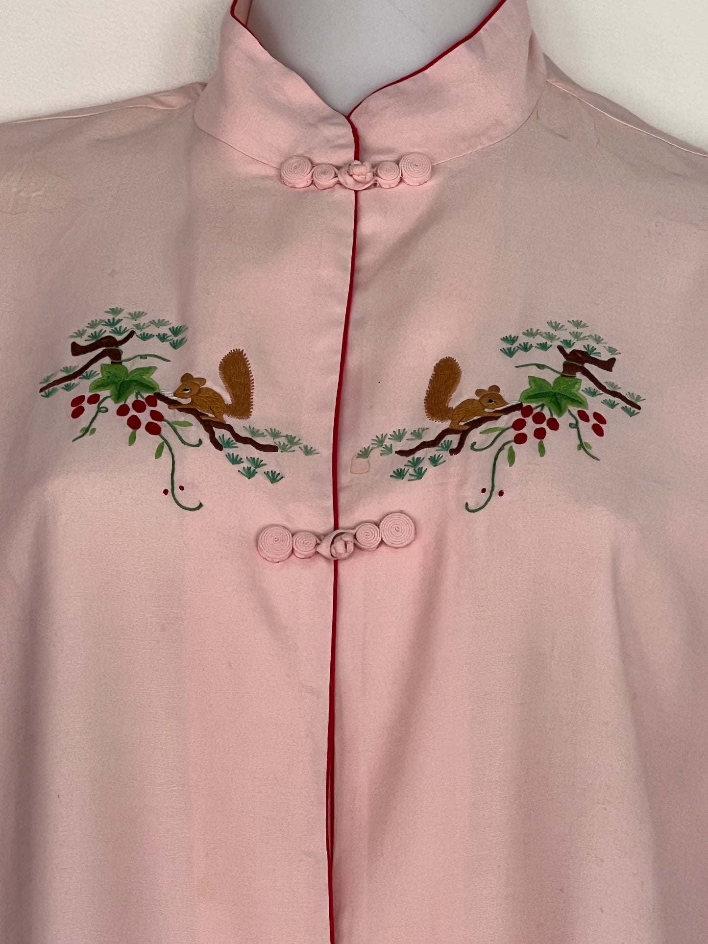 SOLD! 1940's 1950's Rare Vintage Soft Pink Embroidered Silky Lounging PJ's