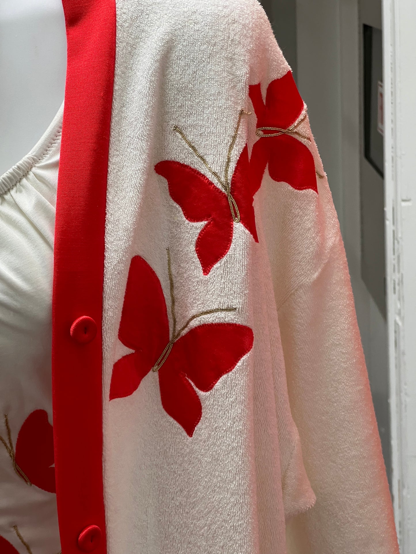 SOLD! 1950 Rare Vintage De Weese Designs One Piece Swimsuit with Coverup Butterfly Appliques Perfect