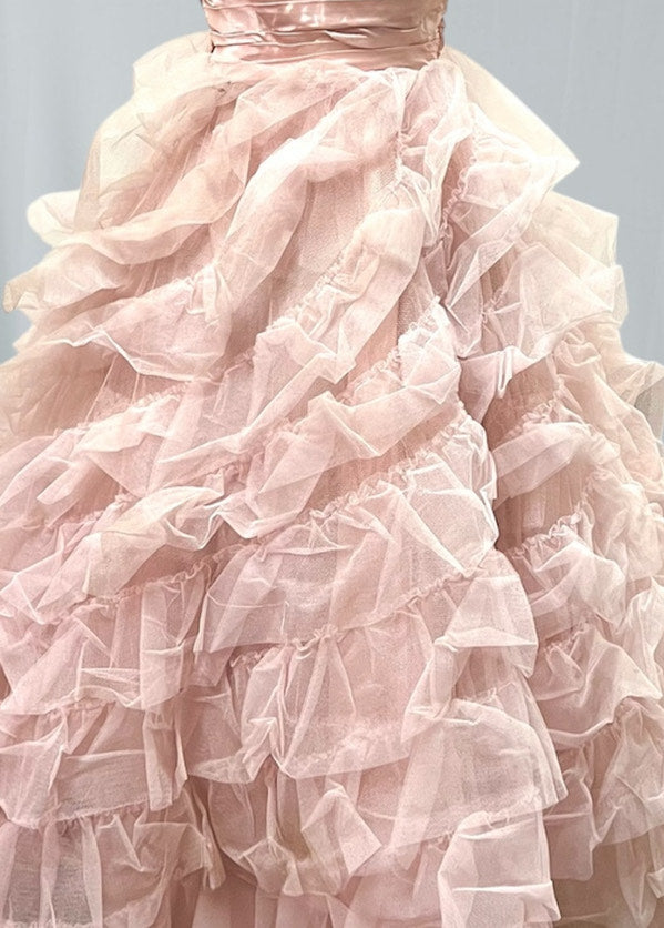 SOLD! JUST ARRIVED! 1950 Vintage Pastel Pink Ruffled Tulle Party Prom Evening Gown Cup Cake