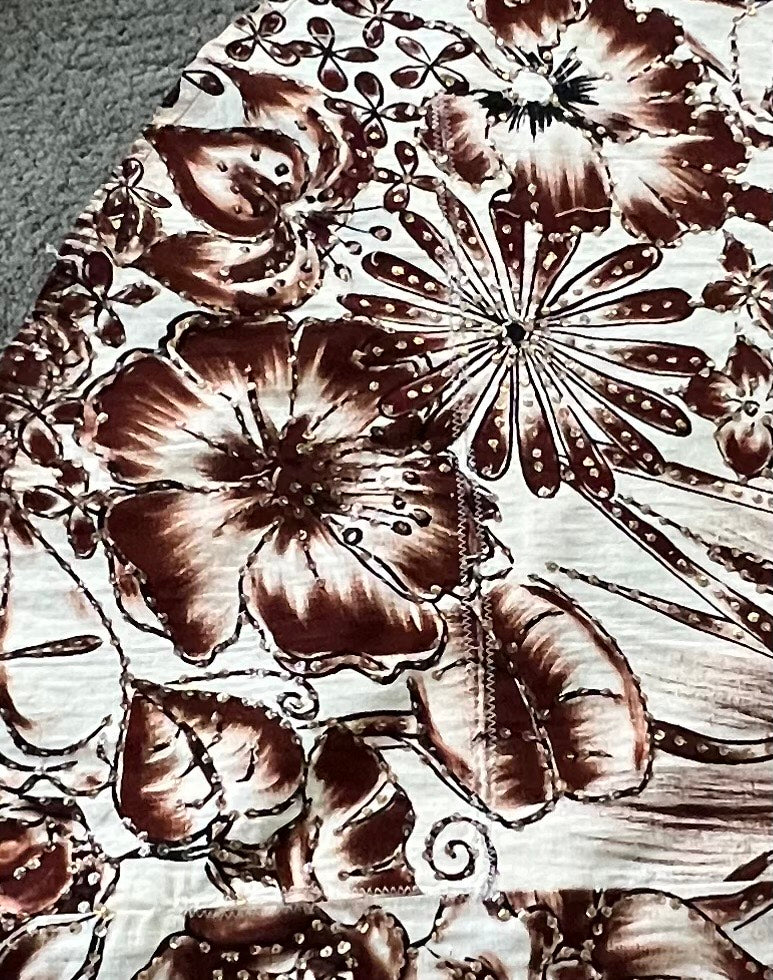 1940 1950 Vintage Floral with Sequins Mexican Design Circle Skirt