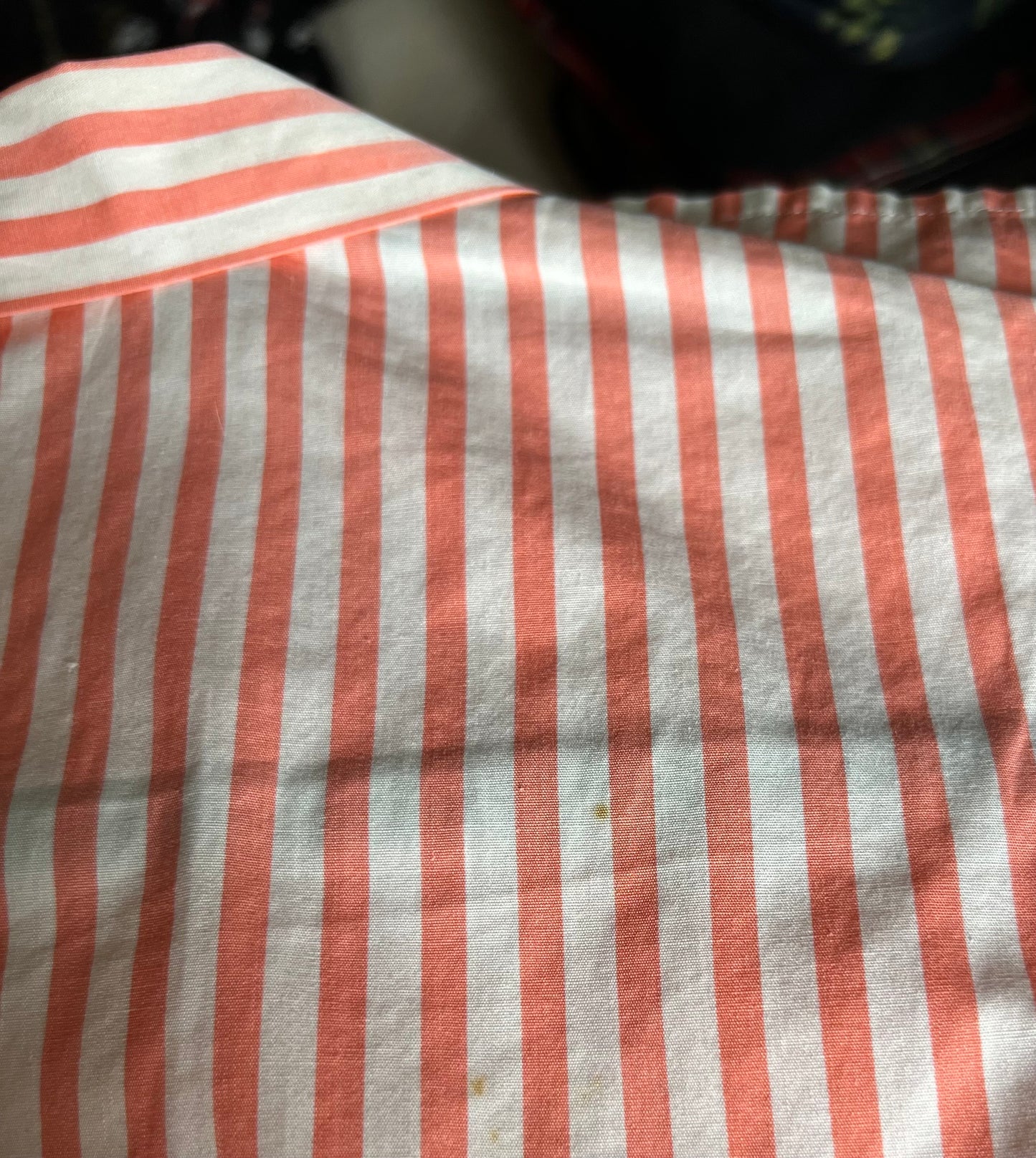 1950's Vintage White & Orange Stripe Summer Cotton Blouse Great Condition