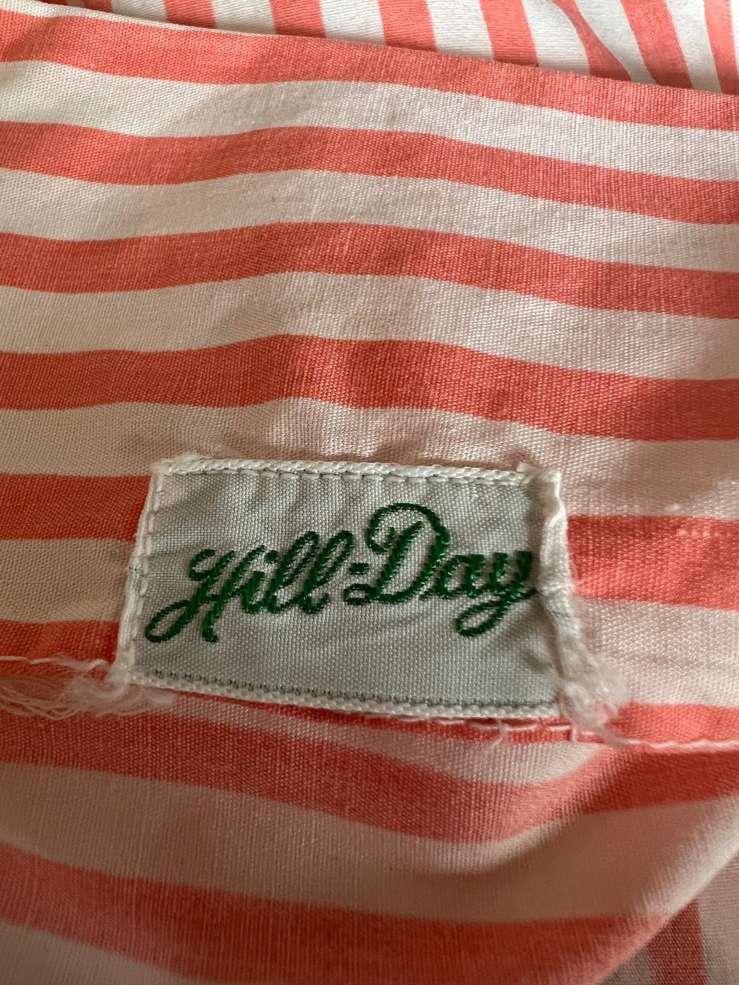 1950's Vintage White & Orange Stripe Summer Cotton Blouse Great Condition