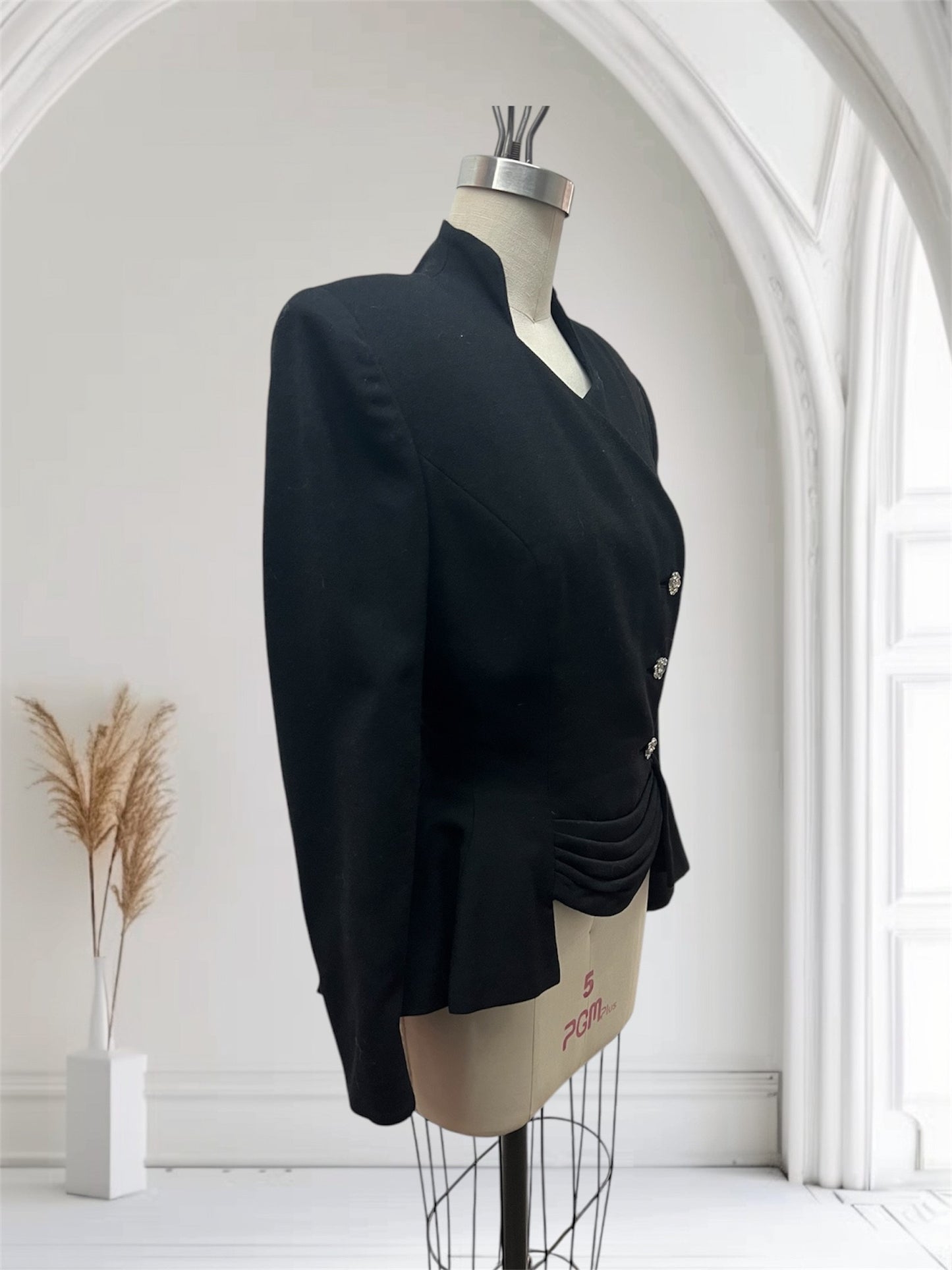 SOLD! 1950 Vintage Lilli Ann Black Wool Crepe Suit Jacket with Beautiful Peplum Elegant