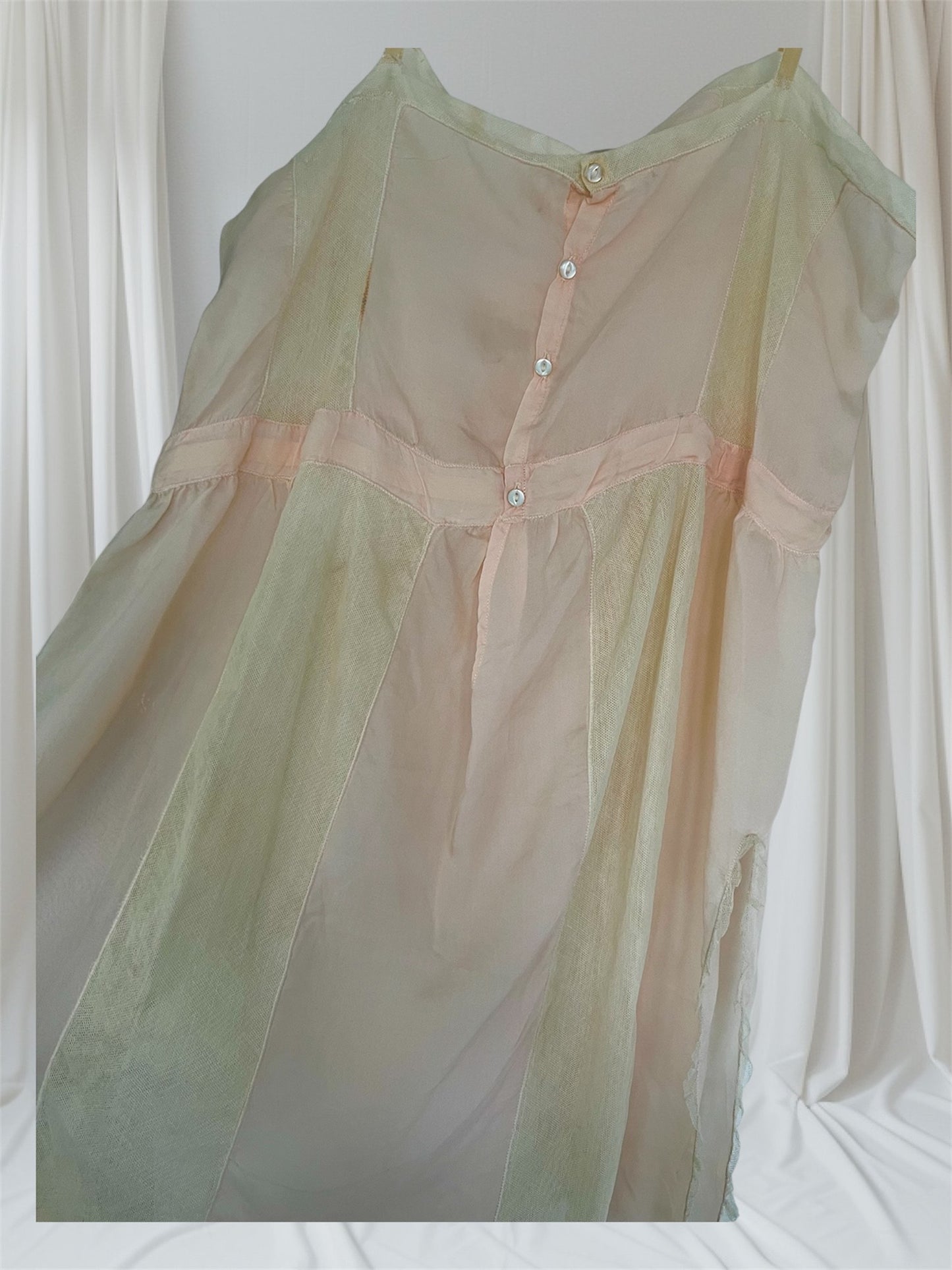1920's Two Piece Soft Pink Chiffon and Lace Lingerie with Added Bed Jacket