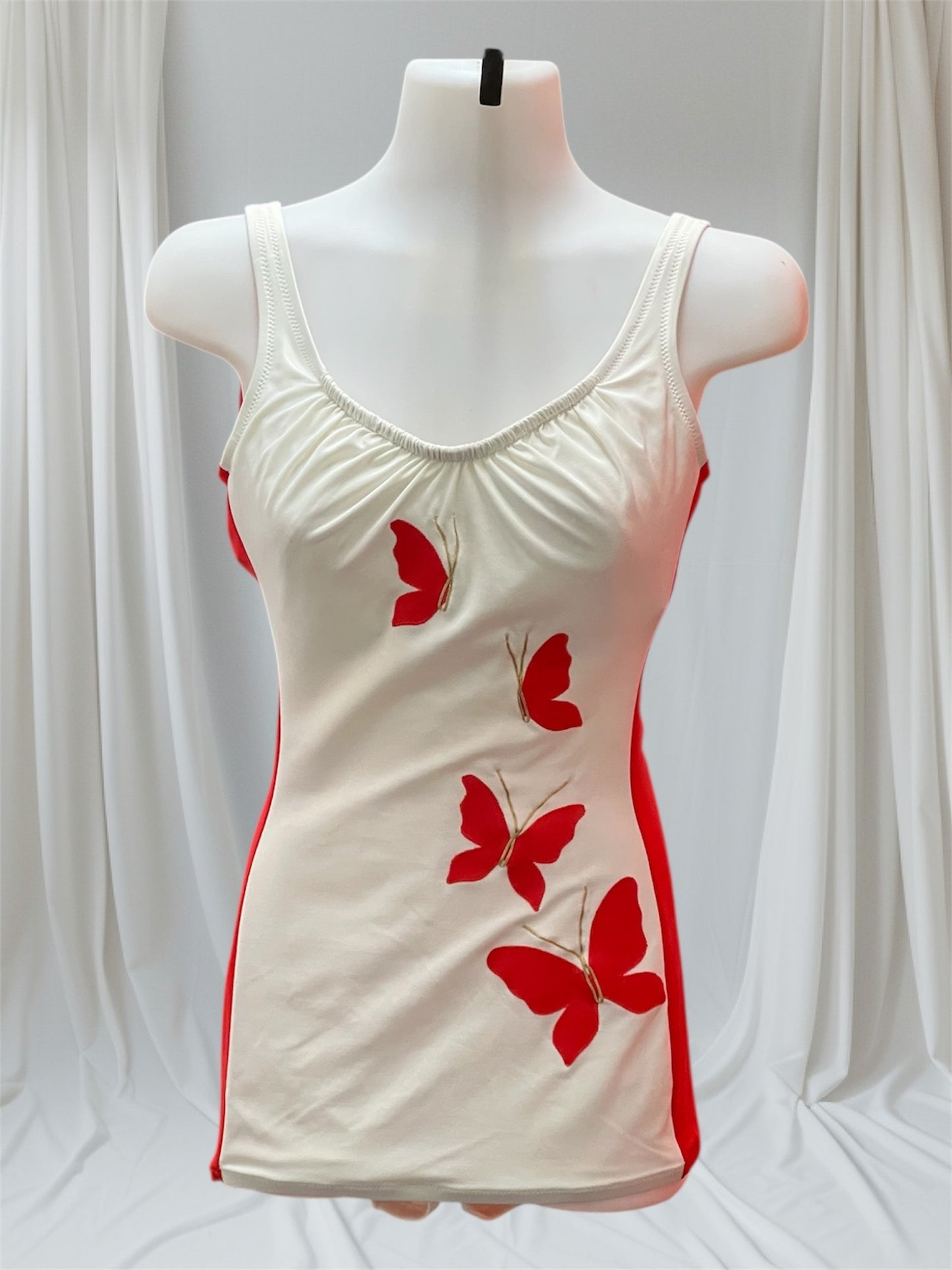 SOLD! 1950 Rare Vintage De Weese Designs One Piece Swimsuit with Coverup Butterfly Appliques Perfect
