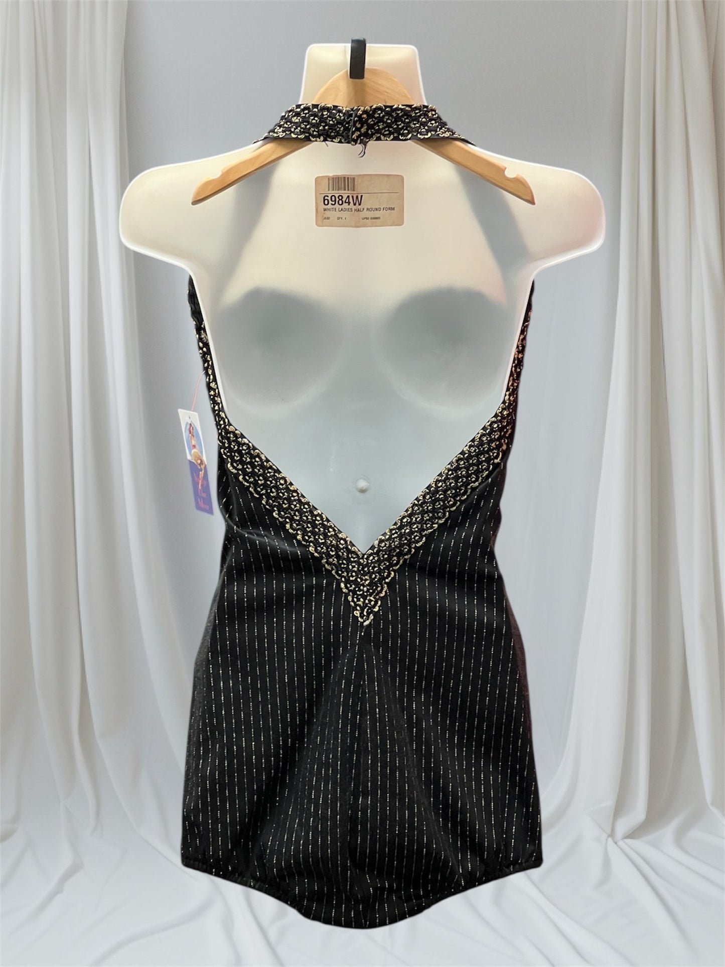SOLD! 1940 1950 Vintage Original Masterpiece By Catalina Black & Gold One Piece Halter Swimsuit Perfect