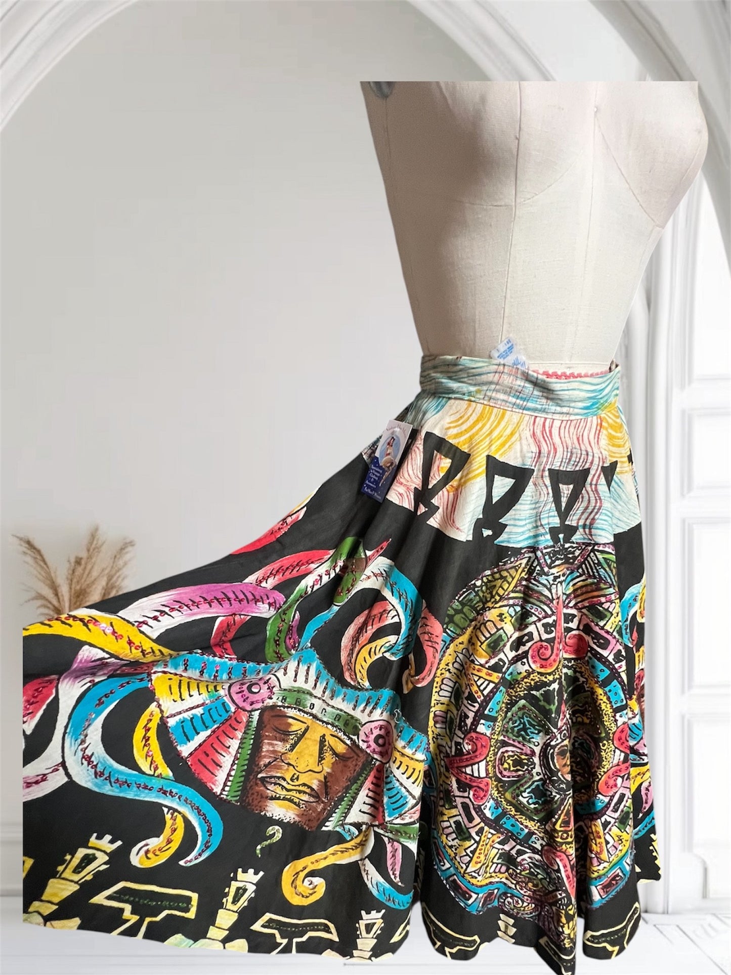 1940 1950 Vintage with Sequins Mexican Design Circle Skirt