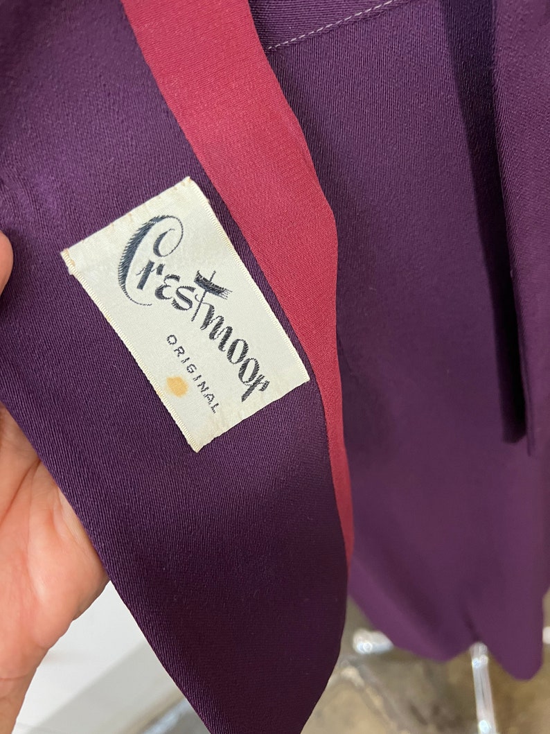 SOLD! 1940 Beautiful Very Lilli Ann Style Gabardine Deep Eggplant Color Suit Dead Stock Gorgeous