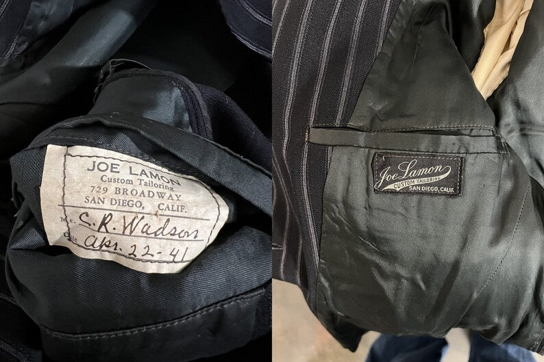 SOLD! 1941 Beautifully Custom Tailored Pin Stripe Wool Gabardine Suit Perfection
