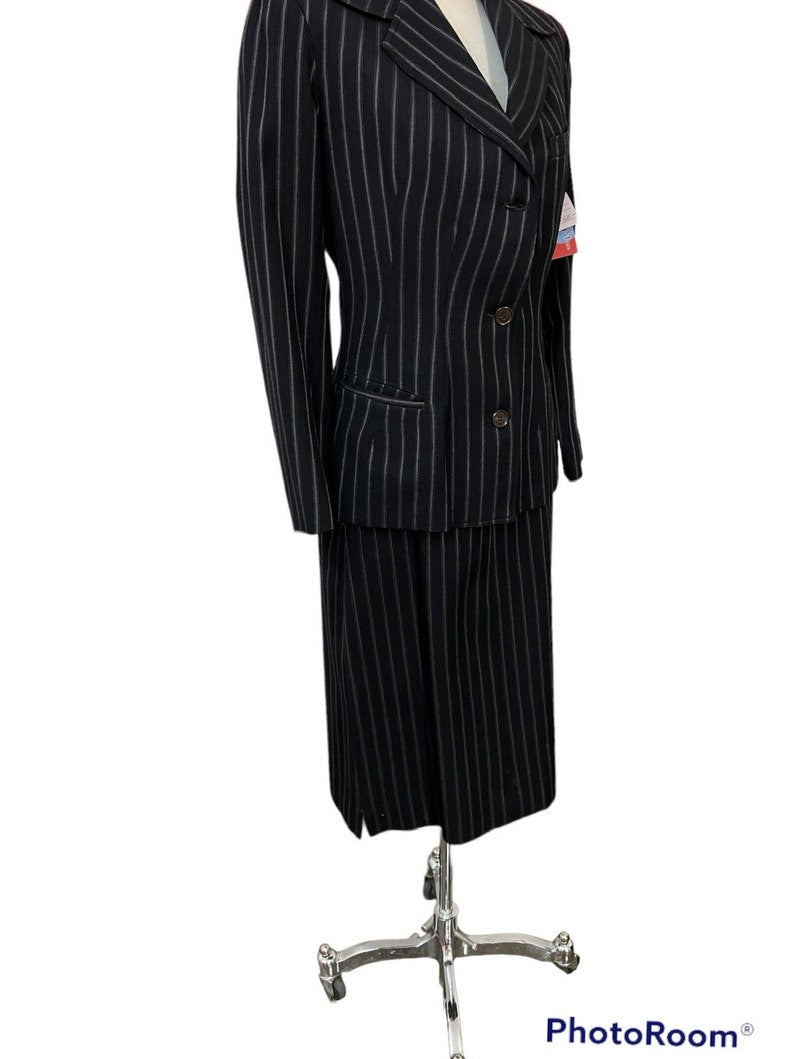 SOLD! 1941 Beautifully Custom Tailored Pin Stripe Wool Gabardine Suit Perfection
