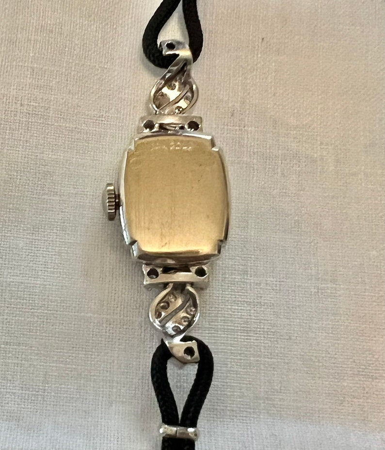SOLD! 1940 1950 Vintage Antique Estate Hamiton 14K White Gold with Diamonds Ladies Watch