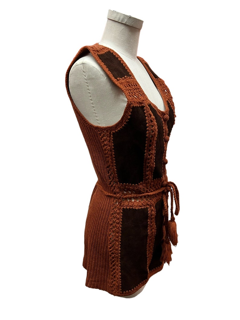 1960 to 70's Vintage Suede Leather and Knit Vest Absolutely PERFECT!