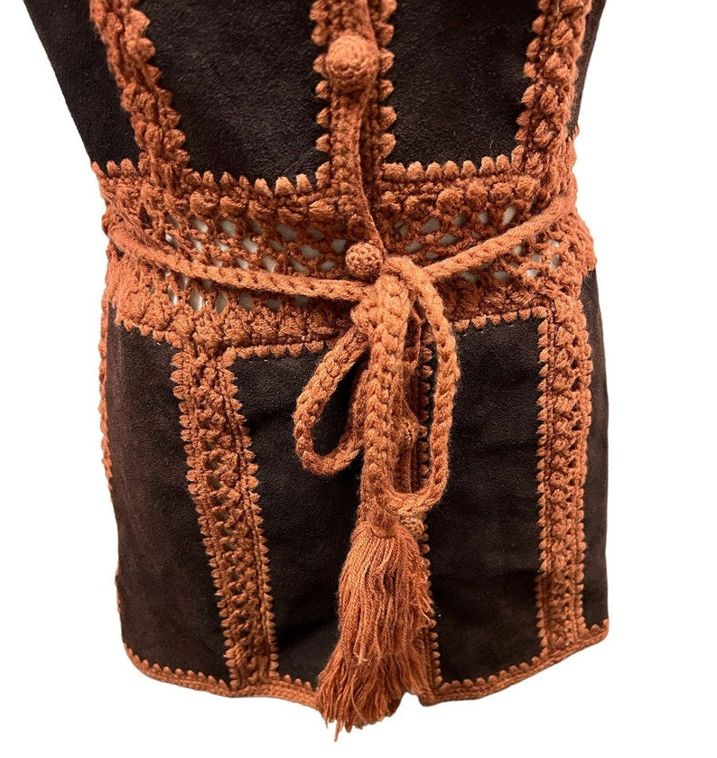 1960 to 70's Vintage Suede Leather and Knit Vest Absolutely PERFECT!