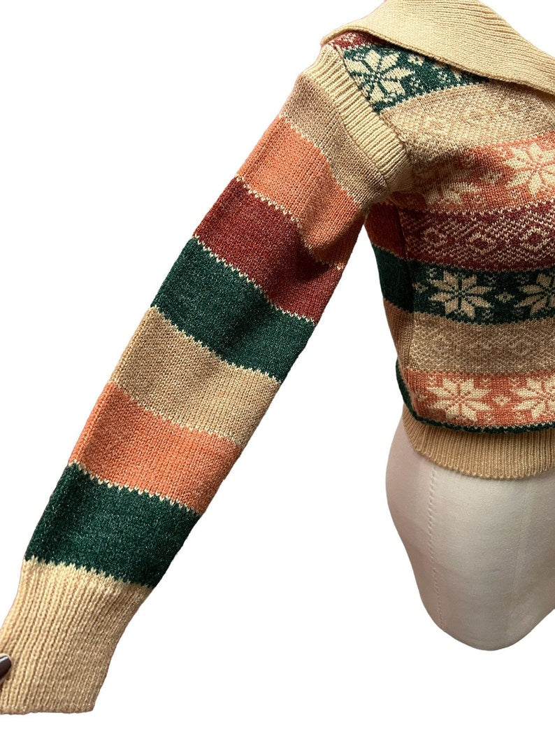 1970 Vintage Short Waist Pullover Sweater with Shawl Collar