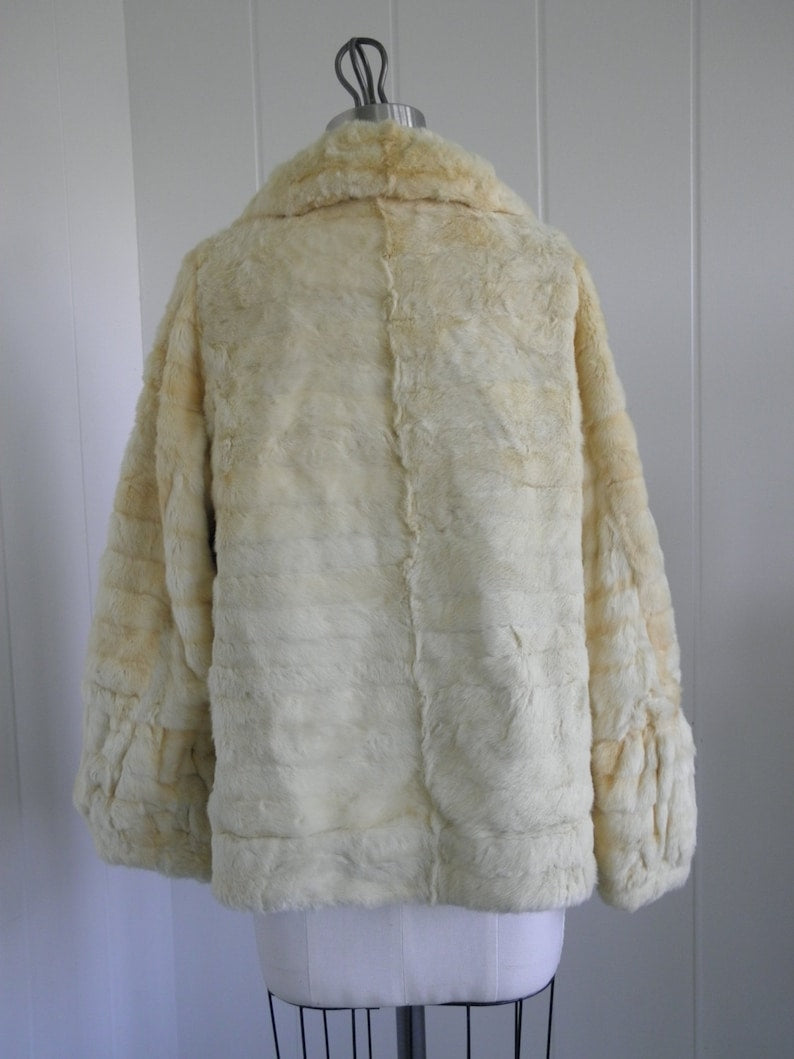 1930's Vintage Cream Fur Evening Party Coat Jacket Hip Length Beautiful