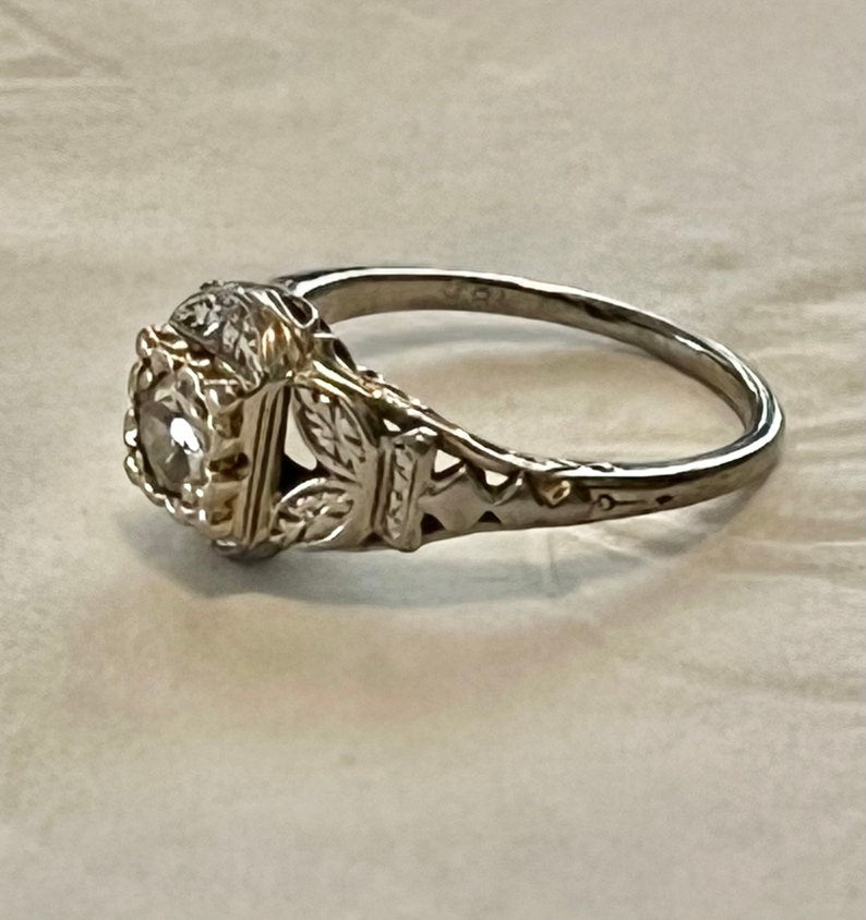 SOLD! Antique Estate 1920 Deco VTG 18K White Gold .33CT Diamond Ring