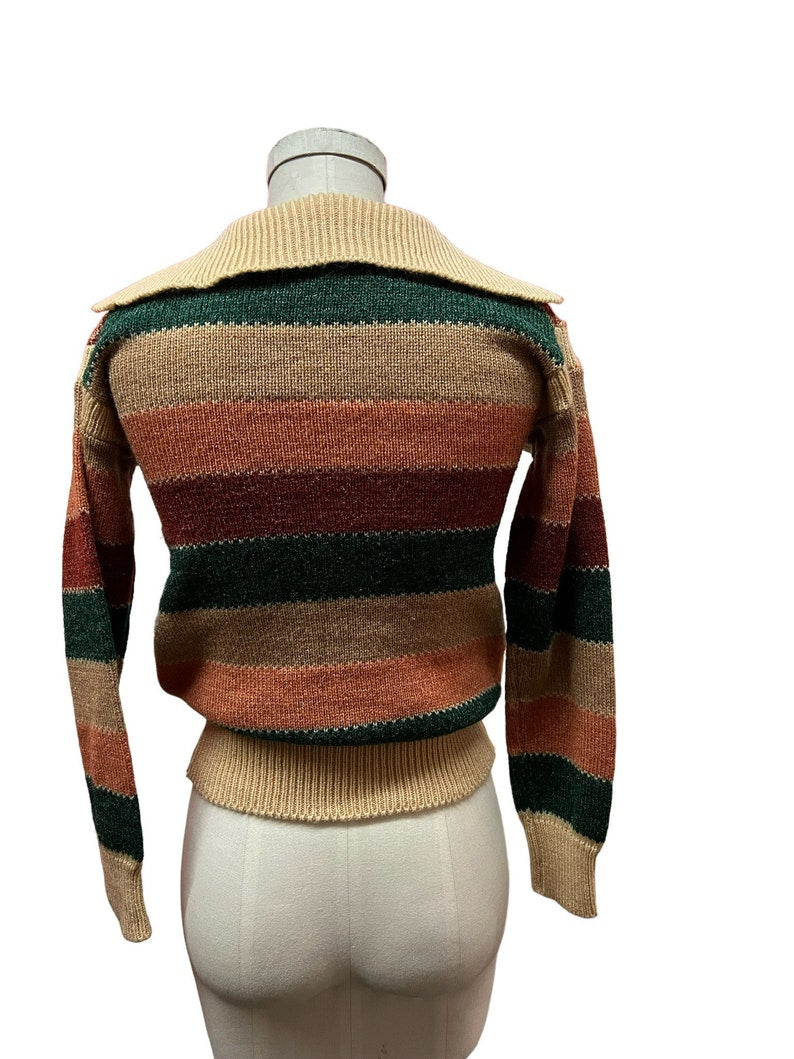1970 Vintage Short Waist Pullover Sweater with Shawl Collar