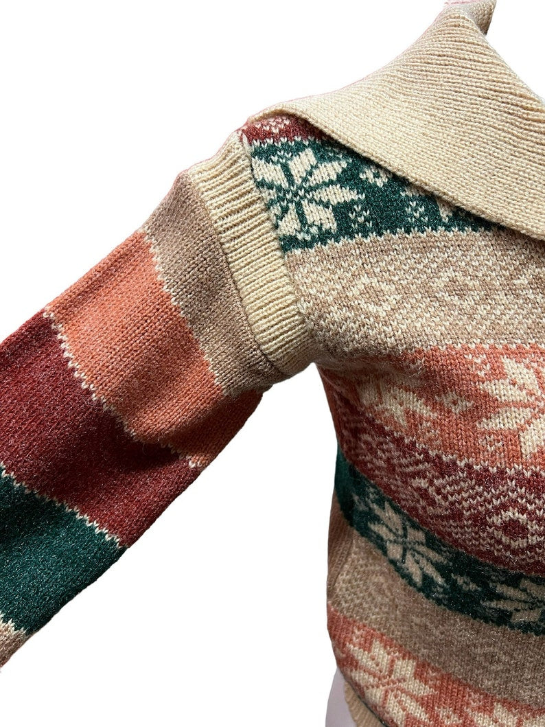 1970 Vintage Short Waist Pullover Sweater with Shawl Collar