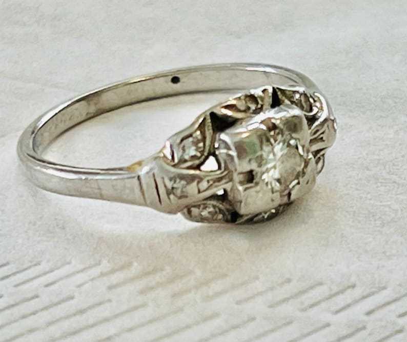 SOLD! Antique Estate Vintage Art Deco 1930 14K White Gold 1/2 Carat Diamonds Ring