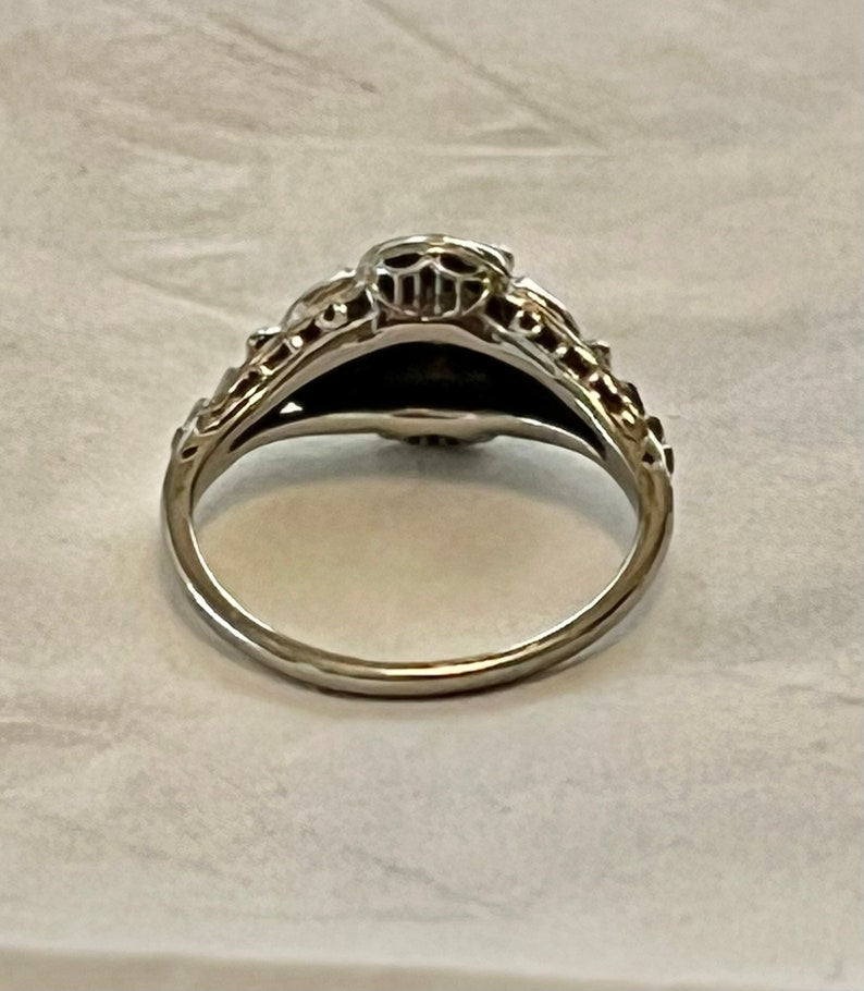 SOLD! Antique Estate 1920 Deco VTG 18K White Gold .33CT Diamond Ring
