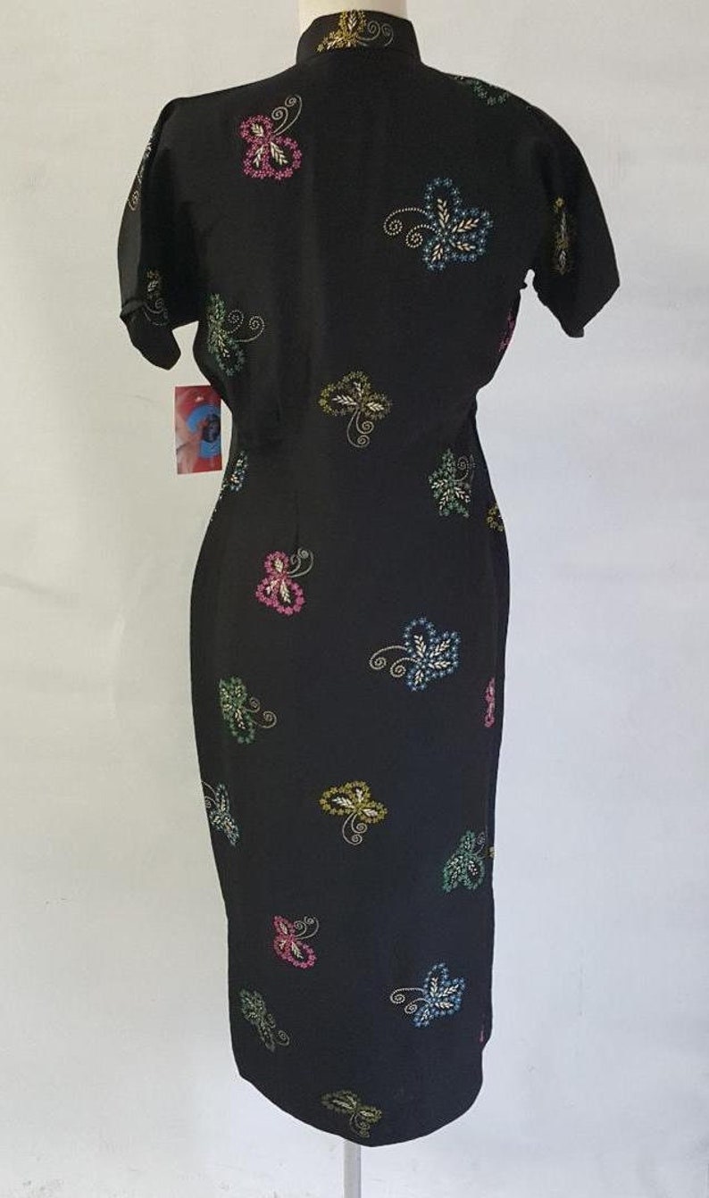 Gorgeous 1930's 1940's Silk Rayon Cheongsam Volup Dress Large Size