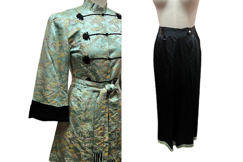 SOLD! 1930's 1940's Two Piece Chinese Lounge Silk Set Fantastic A Real Rare Find