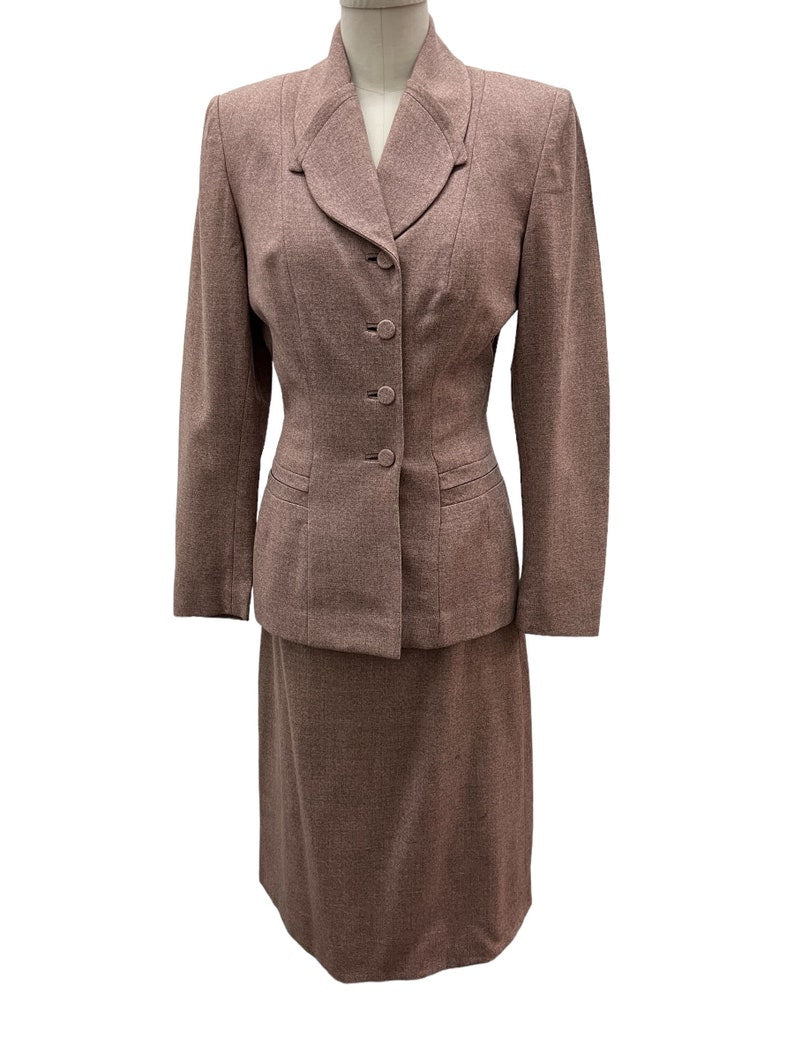 SOLD! 1940 1950 Beautiful Vintage Lilli Ann Style Dusty Rose Wool Suit Dead Stock Gorgeous