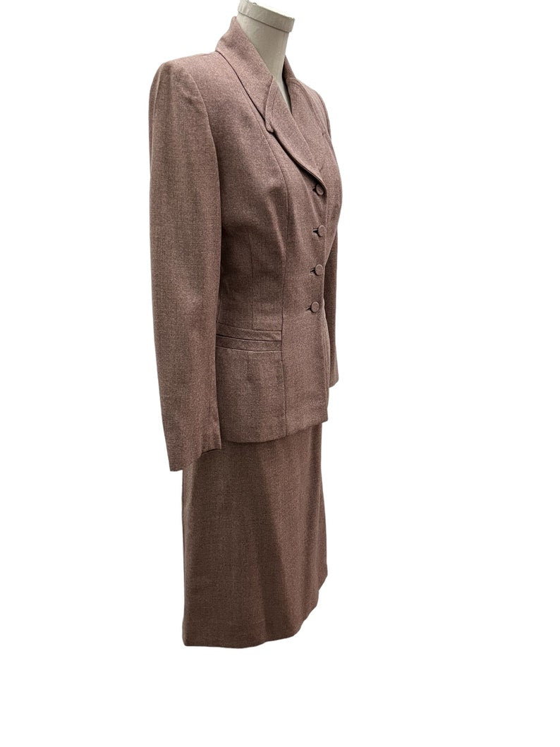 SOLD! 1940 1950 Beautiful Vintage Lilli Ann Style Dusty Rose Wool Suit Dead Stock Gorgeous