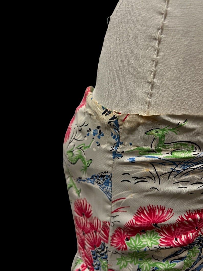 SOLD! 1940 Vintage Cold Rayon Hawaiian Print Sarong Dress Rockabilly VLV Rockabilly