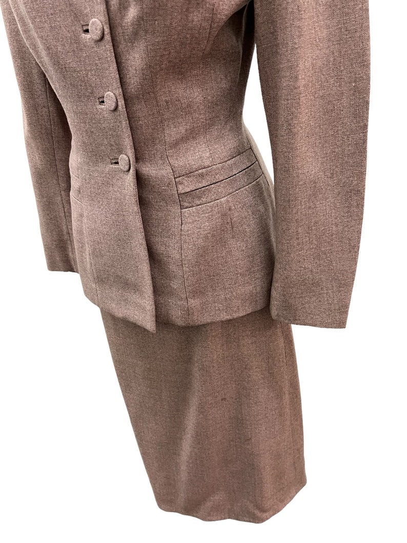 SOLD! 1940 1950 Beautiful Vintage Lilli Ann Style Dusty Rose Wool Suit Dead Stock Gorgeous