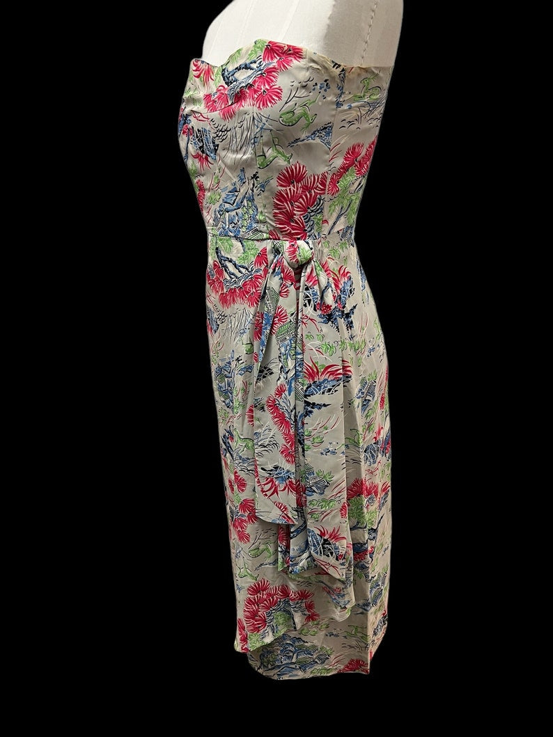 SOLD! 1940 Vintage Cold Rayon Hawaiian Print Sarong Dress Rockabilly VLV Rockabilly