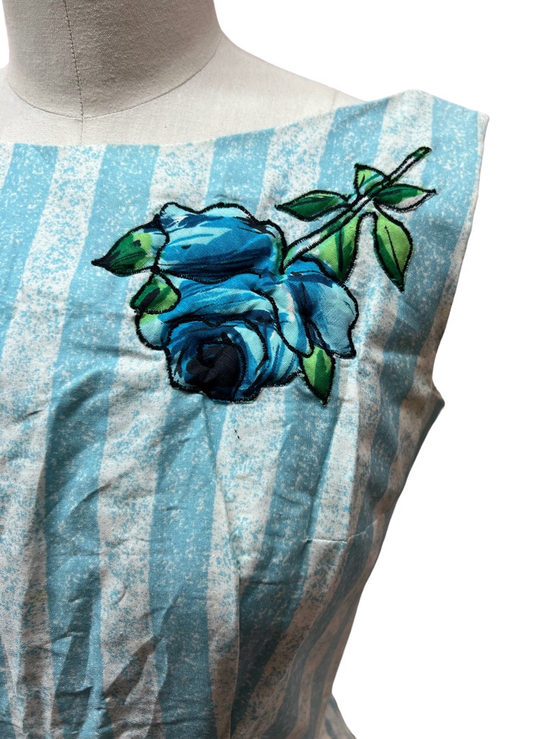 SOLD! 1950's Vintage Cover Girl of Miami Summer Dress with Large Blue Roses Fabulous