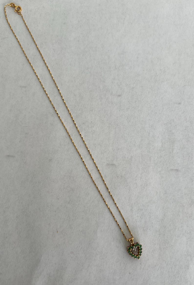 SOLD! Antique Vintage 14KT Rubies Emeralds Diamond Heart Pendent