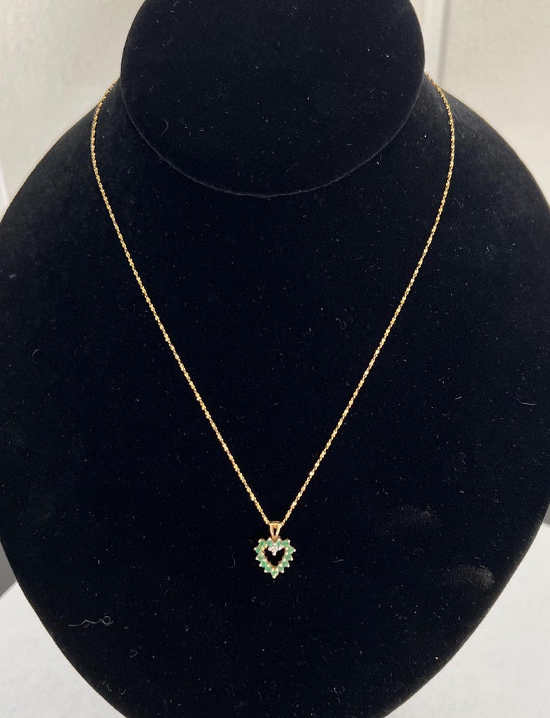 SOLD! Antique Vintage 14KT Rubies Emeralds Diamond Heart Pendent