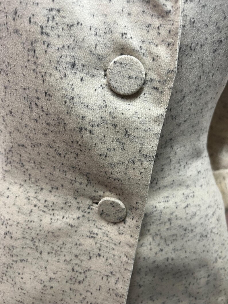 1940 1950 Vintage Nice Size Perfect Lilli Ann Creamy Fleck Wool Suit Full Peplum