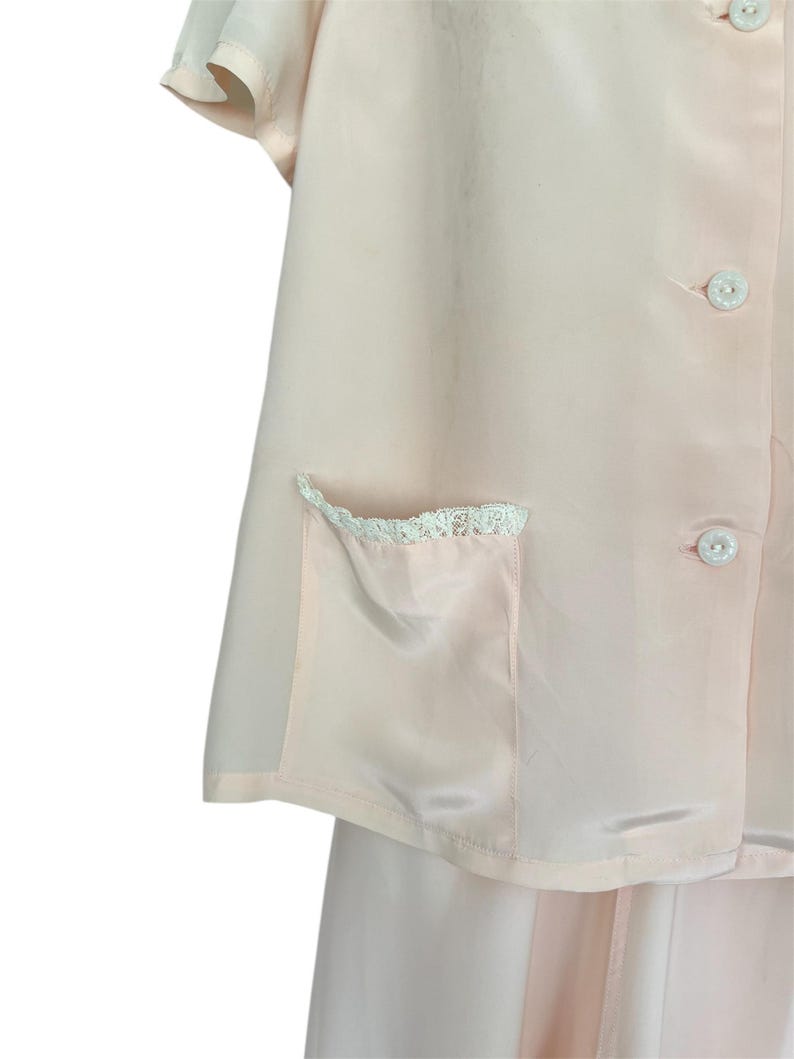 1940's 1950's Rare Vintage Soft Pink Embroidered Silky Lounging PJ's