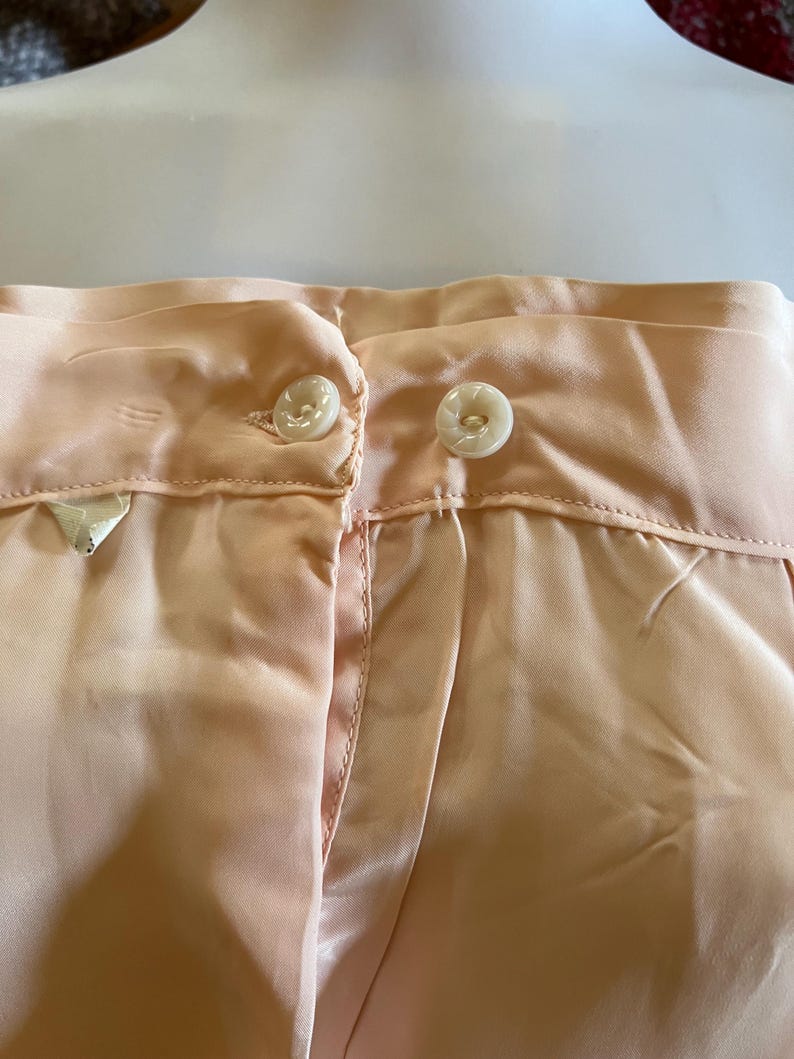 1940's 1950's Rare Vintage Soft Pink Embroidered Silky Lounging PJ's