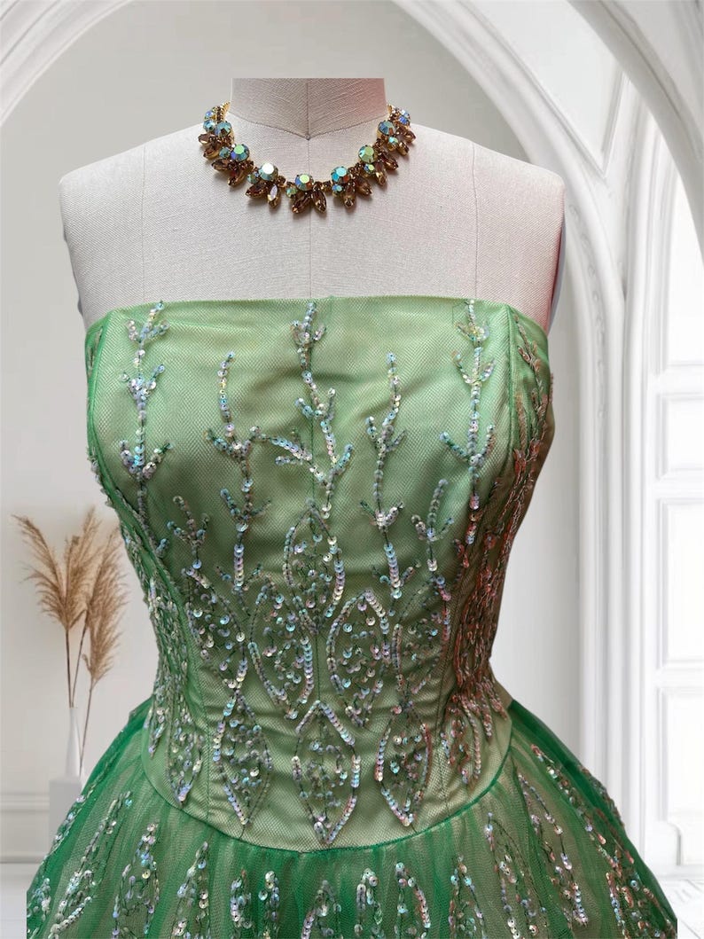 SOLD! 1940 1950 Vintage Bright Lime Green Tulle Party Prom Evening Gown Cup Cake