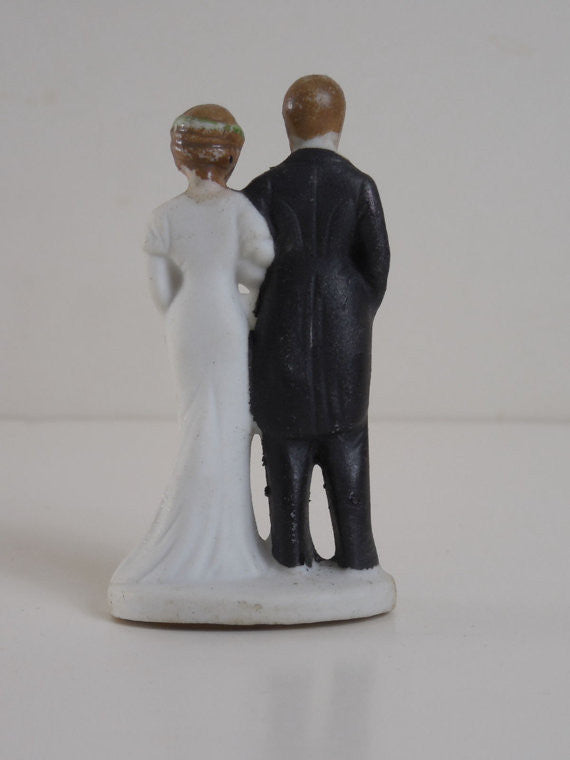 Vintage 1930 Art Deco Bride and Groom Wedding Cake Topper Made in Japan
