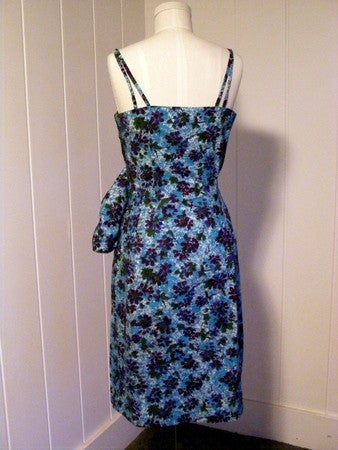 1940 1950 Vintage Blue Hawaiian Sarong Dress Rockabilly VLV Rockabilly Viva Las Vegas