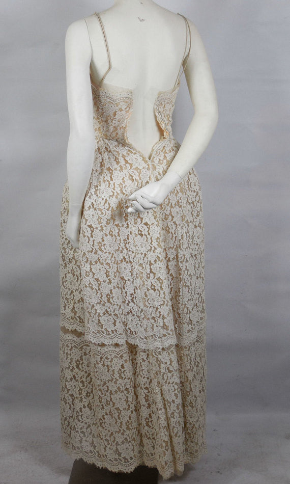 1950 Peggy Hunt Lace Shelf Bust Evening Gown Very Special