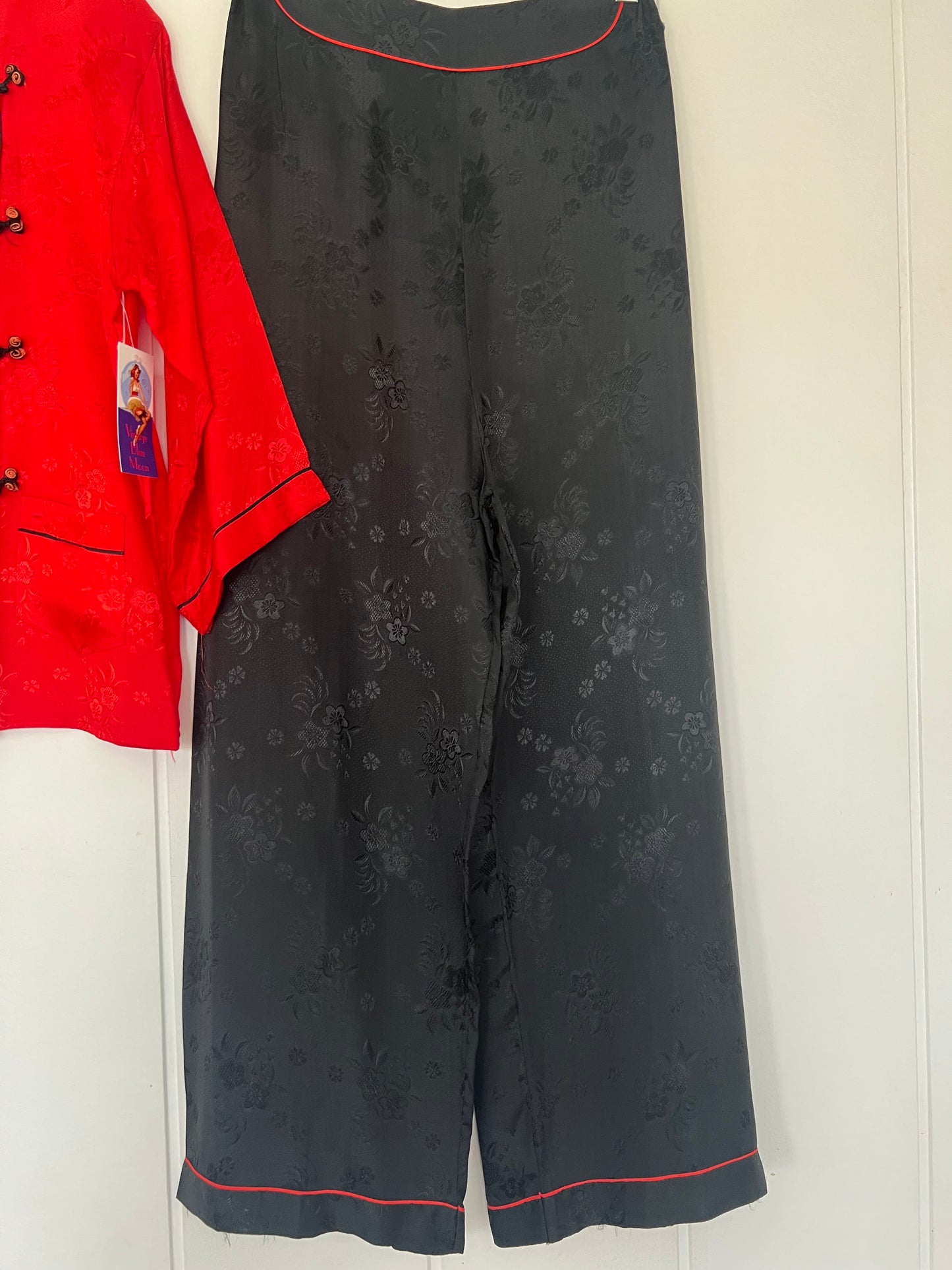 1940's Rare Vintage Two Piece Made In Japan Satin Crepe Lounging PJ's