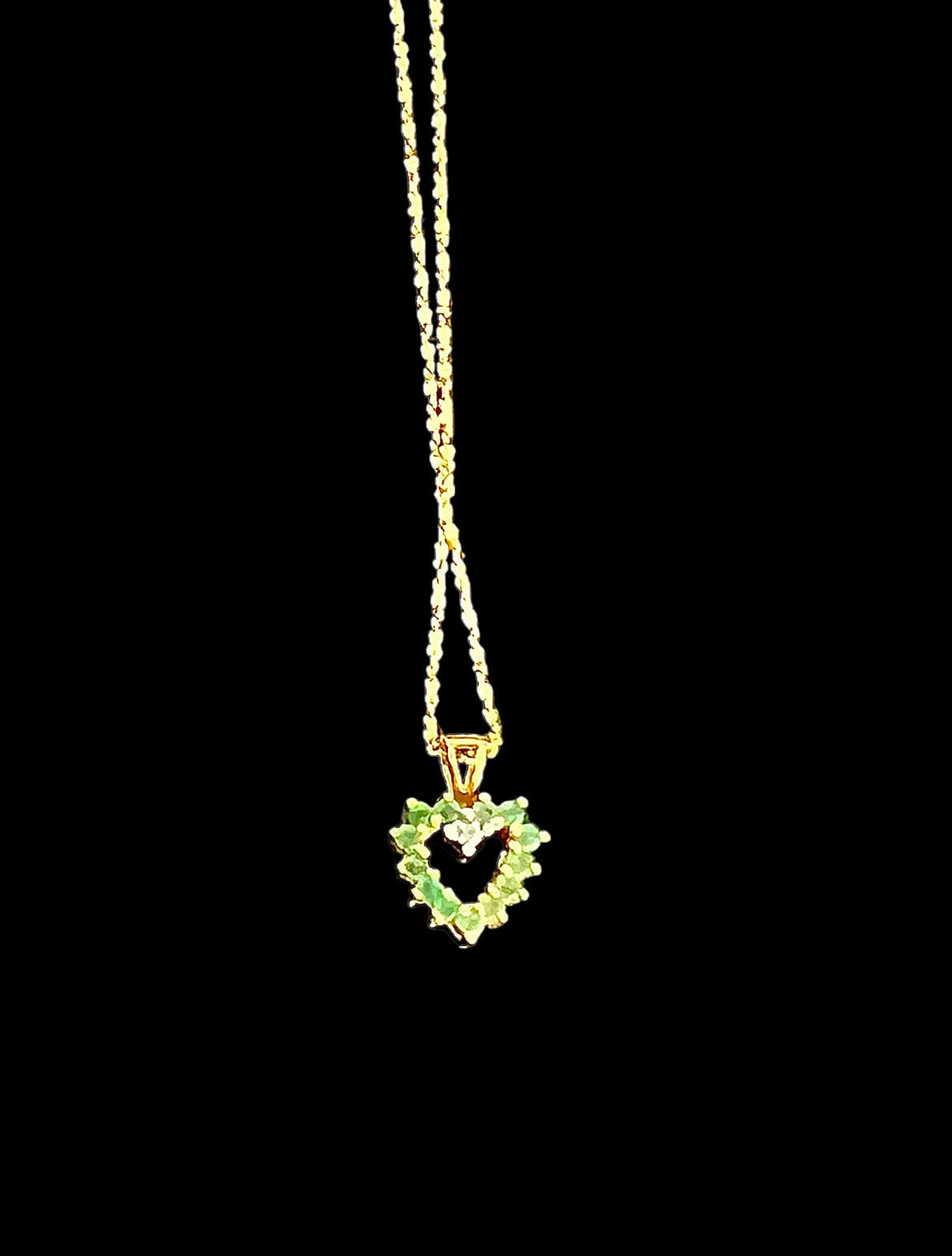 Antique Vintage 14KT Rubies Emeralds Diamond Heart Pendent