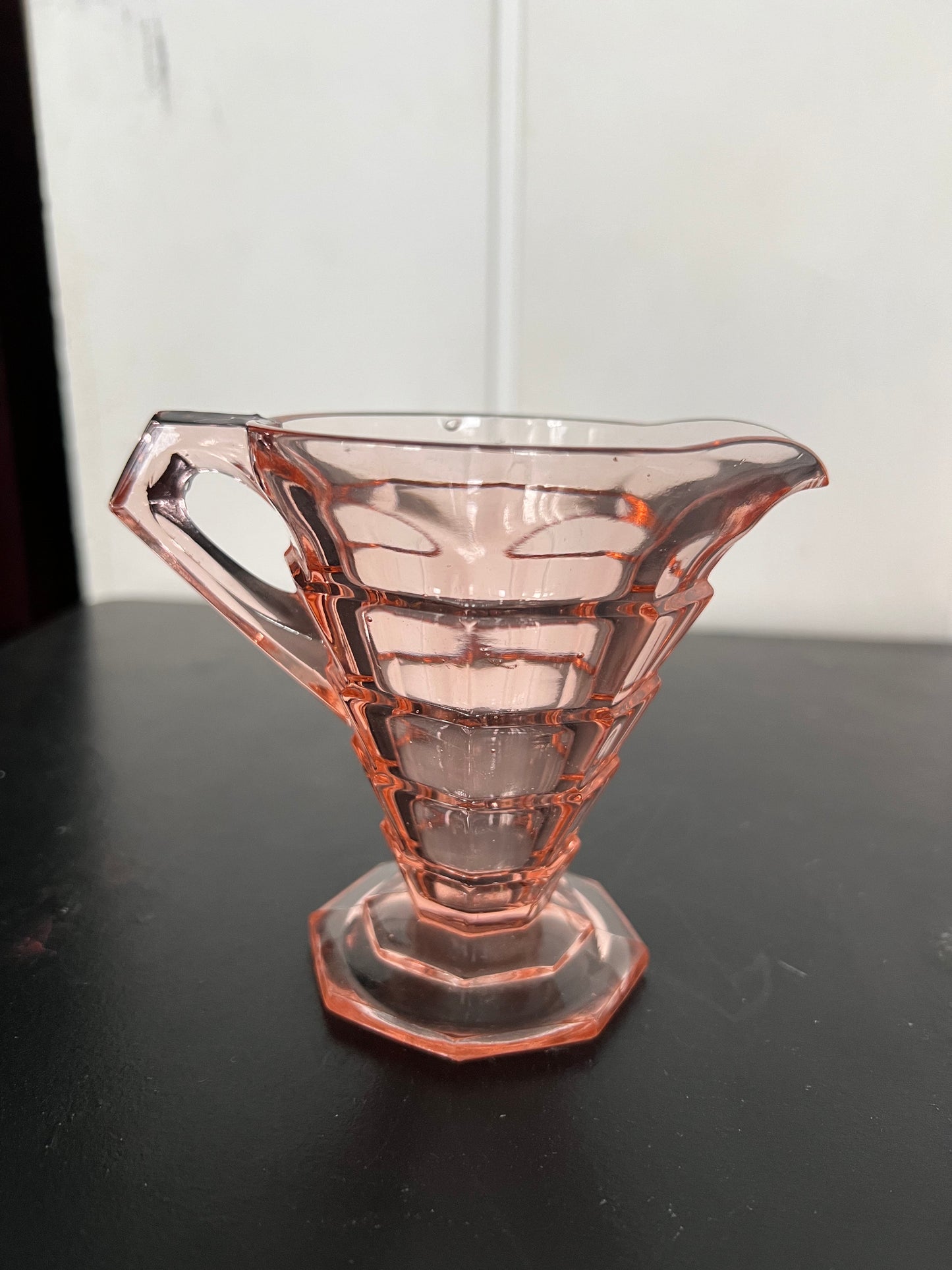 Vintage Art Deco Indiana Co Pink Depression Glass Tea Room Sugar Creamer and Holder